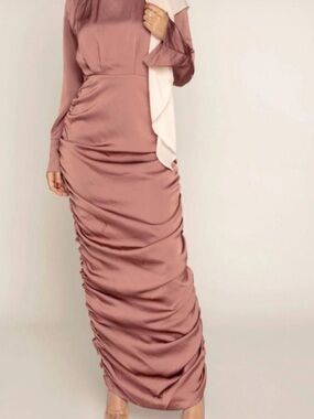 Ruched Maxi Dress in Dusty Rose